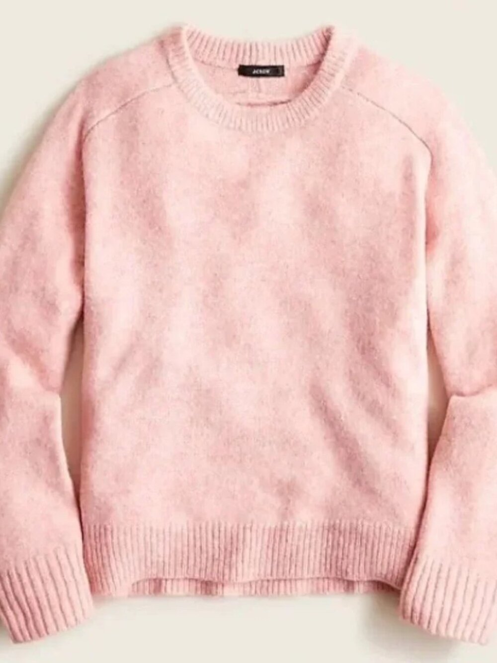 JCrew pink fitted saddle sleeve crewneck sweater size large